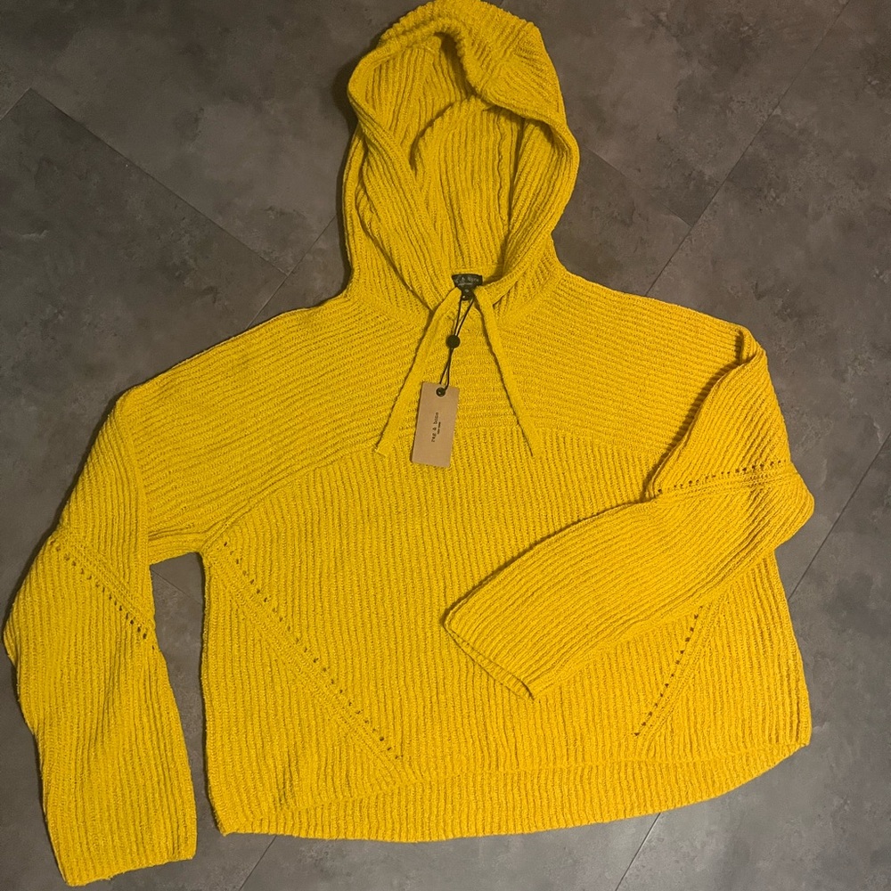 ✨NWT✨rag & bone Bright Yellow Hooded Sweater